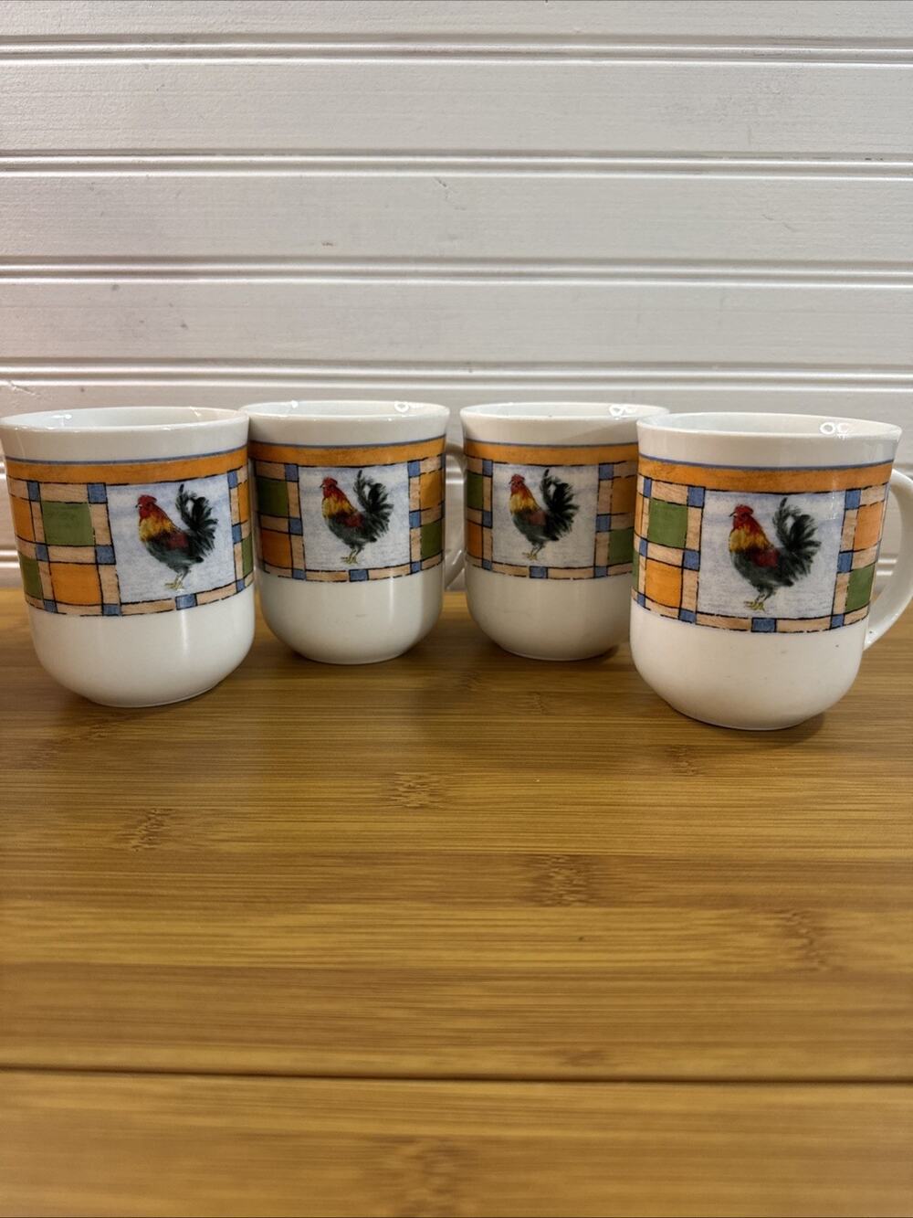 Oneida Rooster Patch Set Of 4 Mugs - OneidaCraft Farmhouse